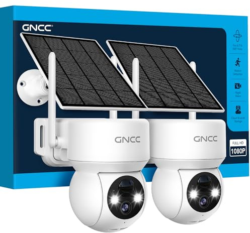 GNCC 2PCS Camera Surveillance WiFi Exterieure sans Fil Solaire
