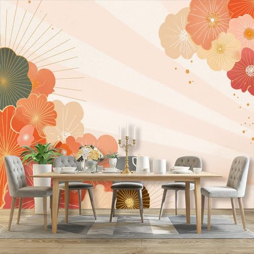 Générique Papier Peint Panoramique 3D intissé 400 x 280 cm, Rose Pâle Festival Fleurs Soleil Papier Peint pour Salon Tv Mur Poster Mural Salle à Manger Chambre D’enfants Décoration Murale