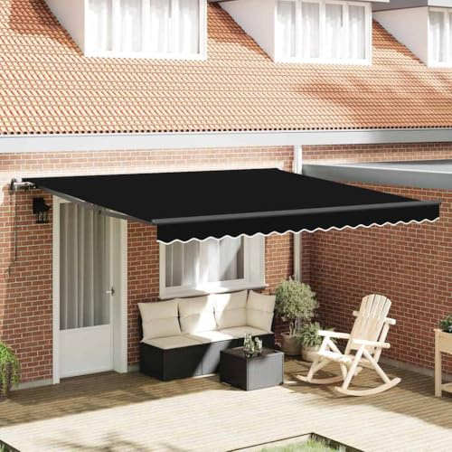 Owoxanthellate Tenda da sole retrattile, colore nero, 400 x 300 cm, resistente ai raggi UV e alla pioggia, in alluminio e tessuto resistente alle intemperie, design moderno per balconi, giardini
