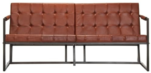 Vintage Ledersofa als 3-Sitzer Sofa aus echtem Ziegenleder mit robustem Stahlgestell für eine warme Atmosphäre