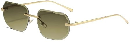 Generisch Rahmenlose Sonnenbrille mit Gläsern, kompatibel for Tempelparty-Reisen(Gold)