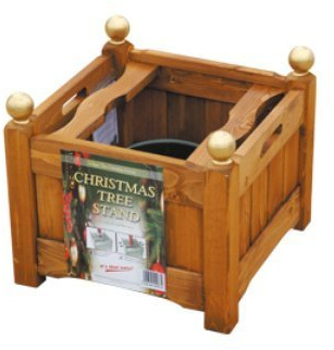 AFK 15 inch Wooden Christmas Tree Holder Stand - Teak Colour