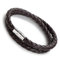 Gemini Armband (schwarz), Doppel Flechtarmband, hochwertiges Leder, Magnetverschluss polierter Edelstahl, Luxus Design für Boys, Girls, Herren, Damen, Unisex, 21,6 cm (Länge)
