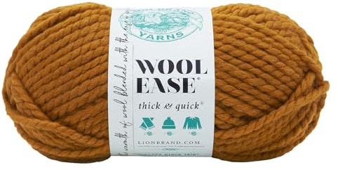(1 Skein) Lion Brand Yarn Wool-Ease Thick & Quick Bulky Yarn, Butterscotch, 261 Foot (Pack of 1)