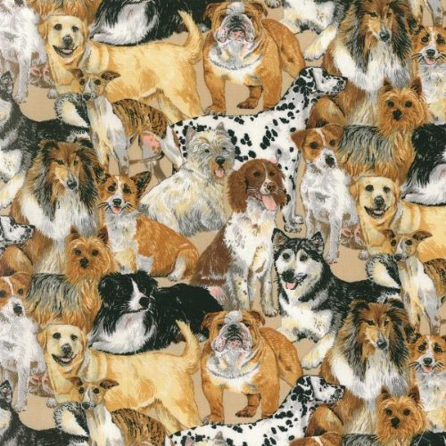Fat Quarter Dogs Doggie Delight Cotton Quilting Fabric Nutex 10980 102