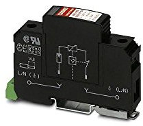 PHOENIX CONTACT VAL-MS 350 VF/FM Überspannungsableiter mit Basiselement mit Fernanzeigekontakt und Schutzstecker, 230 V AC, 1-Kanal