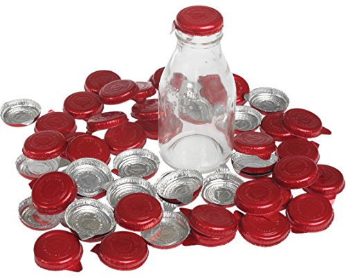 Set Of 50 Small Red Foil Milk Bottle Tops diameter 3.5 cm