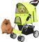 Flexzion Haustier-Kinderwagen (grün) für Hunde und Katzen, Kleintiere, 4 Räder, faltbar, flexibel, leicht zu transportieren, für Jogging, Walking, Reisen, bis zu 13,6 kg, mit Sonnenschutz,