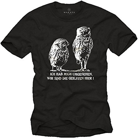 MAKAYA Lustige Eulen T-Shirts mit Sprüchen Schwarz für Männer XXXL