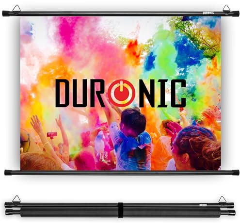 Duronic Écran de Projection BPS90/43 | Barre de 228,6 cm – Écran de Projection 183 x 137 cm – Blanc Mat Ultra HD | Montage Mural au Plafond – pour Maison, cinéma, école, Bureau