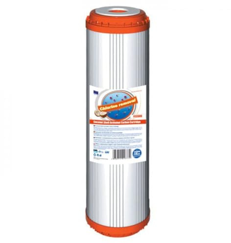 1 x Aquafilter 25,4 cm Standard Wasser Filter gefüllt mit 100% NSF-zertifiziert Kokosnussschale Granulat Aktivkohle (GAC), für Umkehrosmose ganze Haus, gewerblichen, industriellen Reinigung Systemen