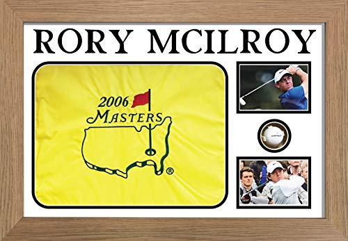 Kwik Picture Framing Ltd Frame for Golf Flag and Ball for Rory Mcilroy White Mount - Oak Frame