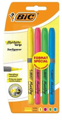 BIC Highlighter Grip Textmarker, 4 Stück