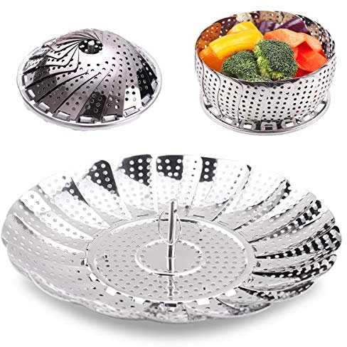PYAMCMSY Telescopic Stainless Steel Vegetable Steamer Basket, Folding Steamer Insert for Pans,Pressure Cookers, Crock and Pot (5.5 inch to 8.8 inch)