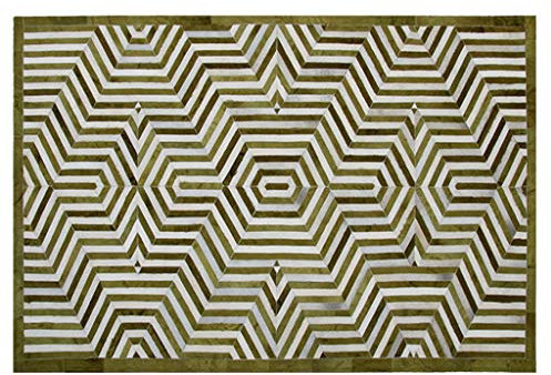 Kuhfell Teppich Patchwork Grün Quadrat Pelz Teppiche für Wohnzimmer Schlafzimmer Kinder-Zimmer Modern Geometrische Design Home Decor