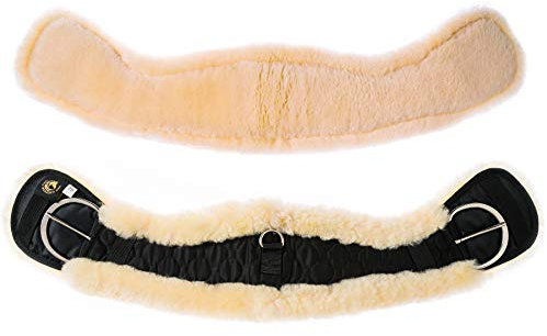 Merauno® Lammwolle Western Mondgurt Sattelgurt, aus Qualitäts Merino Lammwolle, spezielle anatomisch konkave Form, für bessere Rutschfestigkeit. Farbe:Natur, Schwarz, Braun, Anthrazit