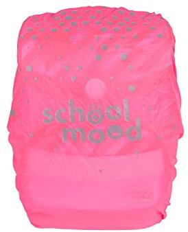 School-Mood Regenschutz für Schulranzen – Wasserdichte Regenhaube, Neonfarben mit retroreflektierendem Aufdruck aus Polyester, Regenhülle zum Schutz des Schulrucksacks, Einheitsgröße