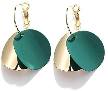 Pendientes para mujer de plata 925, pendientes en forma de pétalo, pendientes para mujer, fantasía, joyas de fantasía (Verde)