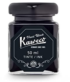 Kaweco Tintenglas 50 ml | Perlenschwarz Pearl Black | Premium Tinte für Füller im Tintenfass | vegan tierversuchsfrei wasserlöslich nachhaltig | Schönschrift Kalligrafie Lettering Schreibtinte