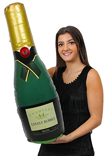Giant Inflatable Champagne Bottle - X 48-73cm/30 - Blow-Up Inflatable Bottle For Birthday - Anniversary - New Years Party Decoration Prop Or Pool Accessory