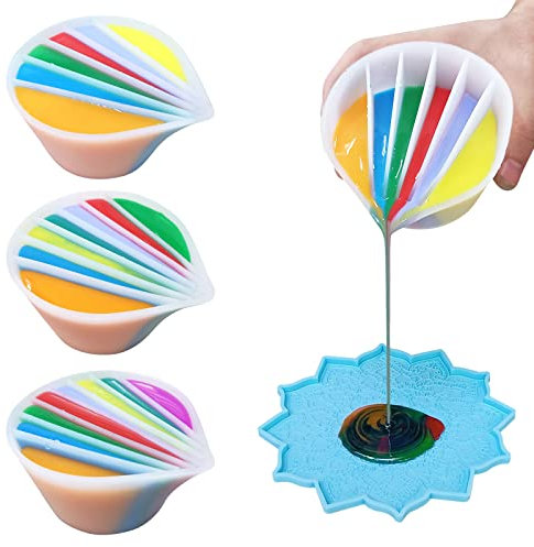 Geteilter Becher für Farbgießen Silikon Geteilte Tasse Flüssigkeit Kunst geteilter Becher aus Kunstharz zum Ausgießen Malwerkzeuge DIY Basteln Zeichnen Zubehör geteilter Becher mit Trennwänden…