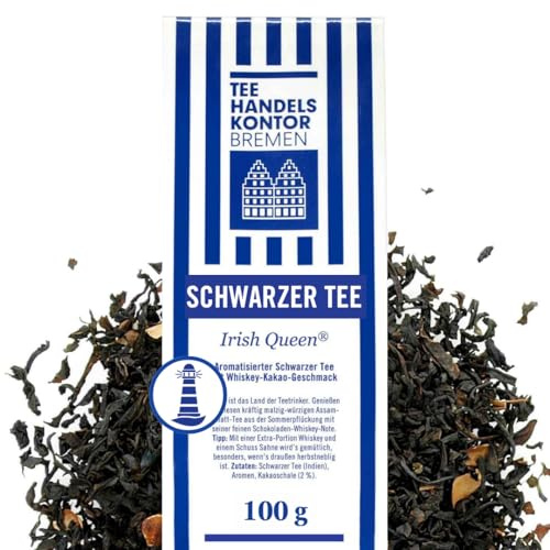 Hochwertiger Schwarzer Tee lose Irish Queen® 100 g malzig-würzig | Kräftig malzig-würzig, Feine Schokoladen-Whiskey-Note, Mit Kakaoschalen, Sommerpflückung