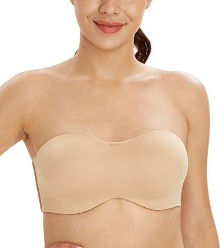 Lemorosy Donna Reggiseno a Fascia Non Imbottito Senza Spalline per Magliette di Grandi Dimensioni(Beige,3F)