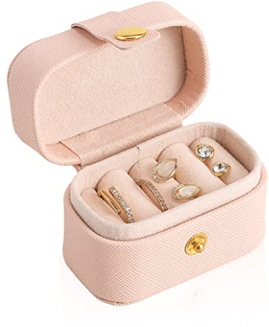 iSuperb PU Leder Ringbox Ringschatulle Schmuckkästen Klein Geschenkbox Aufbewahrungsbox Ringe Ohrstecker Box Ring Box Damen Ohrringe Schmuckbox für Verlobung Hochzeit (Rosa)