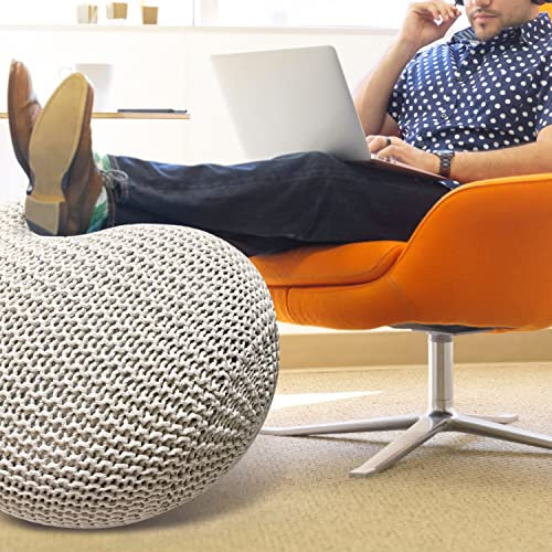 ART pinecone Yoga-Ball-Abdeckung, handgefertigte Baumwoll-Häkelball-Abdeckung (nur Bezug) für Yoga-Ball, Gymnastikball, Geburtsball, Stabilitätsball, Pilates-Ball (65 cm), gebrochenes Weiß