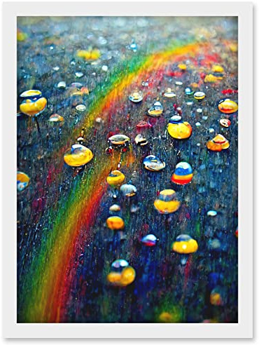 Doppelganger33 LTD Raindrops On Rainbow Light Prism Oil Painting Artwork Framed Wall Art Print A4