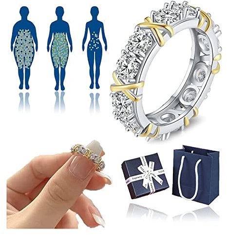 Magnetic Zircon Shaping Cross Full Moissanite Diamond Ring, Magnetic Zircon Shaping Ring, Cross Full Moissanite Diamond Ring,Sterling Silver x Criss Cross Ring. (8, Gold)