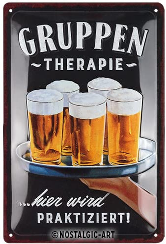 Nostalgic-Art Retro Blechschild, 20 x 30 cm, Gruppentherapie – Bier – Geschenk-Idee für Bier-Fans, aus Metall, Vintage Design mit Spruch, Blechschilder Sprüche, Bier-Deko