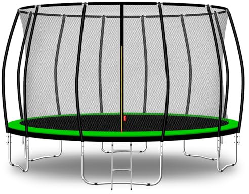 Baunsal® Trampolin Outdoor Ø 427 cm (FGIS) hellgrün-schwarz als Komplettset Gartenspielzeug Kindertrampolin Gartentrampolin rund Garten Spielzeug für Kinder
