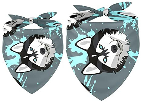 Hundehalstuch, Husky auf Türkis, 2 Stück