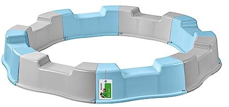 Sandkasten für Kinder – 160 x 22 cm - Modularer Sandbox 8 Elemente Runder Sandkiste für Garten Outdoor | Kunststoff (Grau/Blau)