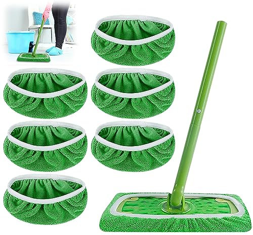 Sylanda 6 Stück Tücher Wiederverwendbare für Swiffer Sweeper Mop, Trockene Bodentücher, Feuchte Bodentücher mit hoher Wasser- und Schmutzaufnahme, Ersatzbezug für Nass- und Trockengebrauch (Blau)