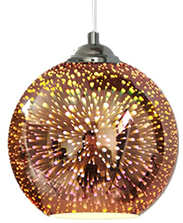 TPWEWRX Bunte 3D Glas Pendelleuchte E27 Runder Lampenschirm Nordic Fireworks Leuchte Moderne Multicolor Deckenleuchten Hängelampen Höhenverstellbar für Wohnzimmer Esszimmer (Bronze,7.8in)