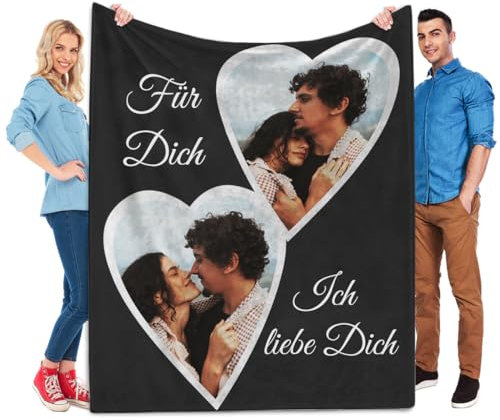 KoxSmar Personalisierte Geschenk für Frauen und Männer, Personalisierte Decke mit Foto, Personalisierte Kuscheldecke mit Foto, Personalisierte Weihnachten Geschenke für Ihn und Sie