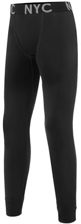 Uizuooy Lange Unterhosen Kinder Jungen SportunterwäSche Kinder Fussball Kompressions Leggings Jungen Baumwolle Schwarz 2601 BL 122-128