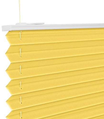 Plissee ohne Bohren Gelb 55x110cm Plissee Klemmfix Version Plisseerollo Sichtschutz und Sonnenschutz Blickdicht Easyfix lichtdurchlässig Rollo für Fenster & Tür