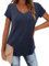 Amoretu Camiseta de verano para mujer, manga corta, túnica, elegante, cuello de pico, suelta, básica, blusa larga, azul marino, XXL