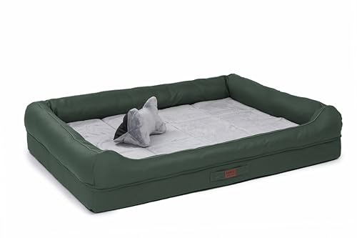 RAIKOU Hundebett mit abnehmbarem Kissen, gepolstert und waschbar – Schlafplatz, Hundekissen, Hundesofa, Hundematte - Hochwertiges Tierbett für Ihren treuen Begleiter. (Dunkelgrün,100 * 80 * 9cm)