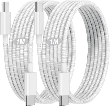 Câble USB C vers USB C 1M, 2Pack Cable iPhone 15 16 Charge Rapide 60W, Type C Cordon de Données en Nylon Tressé pour Apple iPhone 15 Plus/15 Pro/15 Pro Max/16/16 Pro/16 Pro Max/iPad Pro 12.9 inch/Air