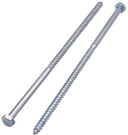 SKIR'CO (15 Stück) Holzschrauben mit Sechskantkopf aus verzinktem Stahl M6 x 160 mm, DIN 571-Schienenschrauben, Sechskantschrauben, Zugschrauben