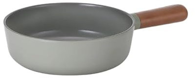 Neoflam FIKA Mini-Wok für die Küche, antihaftbeschichtet, 17,8 cm, mit Holzgriff, Keramik-Antihaft-Pfanne, Induktions-kompatible Bratpfanne, Eier-Omelett-Pfanne, grau, hergestellt in Korea (18 cm