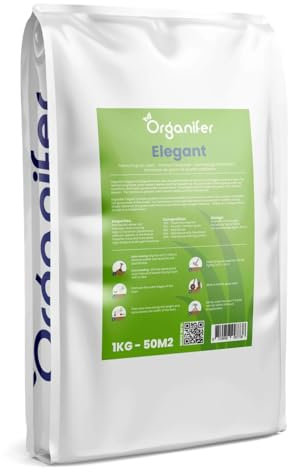 Semi Di Erba Ornamentale - Elegant (1 Kg - 50 M2) - Germinazione Rapida - Prato Ombreggiato - Certificato Nak - Colore Verde Scuro Tutto L'Anno - Organifer