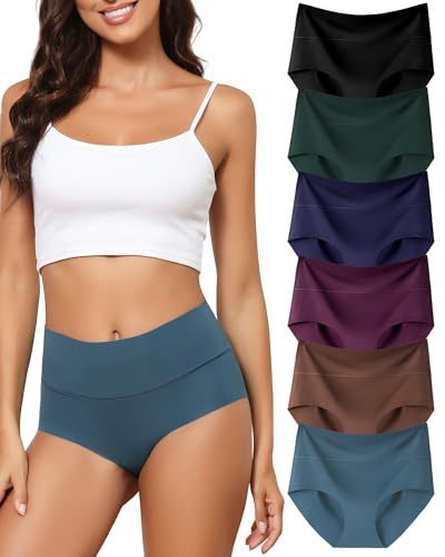 Levao Lot de 6 Culottes sans Couture Femmes Taille Haute Slips Invisibles sous-vêtements Doux Elasticité Hipster Bikini Culottes Multiple S-XXL