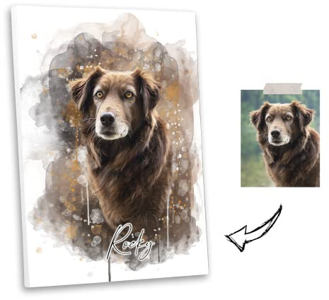 Dein Haustier als personalisiertes Portrait/Hund, Katze, Pferd, etc./ als Poster, Leinwand oder gerahmtes Bild/einzigartiges Geschenk (Leinwand, 30x40 cm)