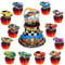 25pcs Racing Car Cake Toppers, Hot Wheels Cake Decoration, Racing Car Cup Cake Toppers for Boys Kids Birthday Party Decoration Supplies