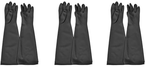 Fegtrtyoa 3X Strahlgummihandschuhe zum Sandstrahlen Von SandstrahlgeräTen, Sandstrahlschrank, Sandstrahlhandschuhe, SandstrahlgeräTeteile, 60 Cm, Schwarz